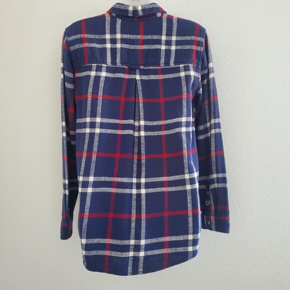 American Eagle Shirt Small Blue Plaid Flannel Boyfriend Fit Relaxed Soft Casual - Picture 7 of 10